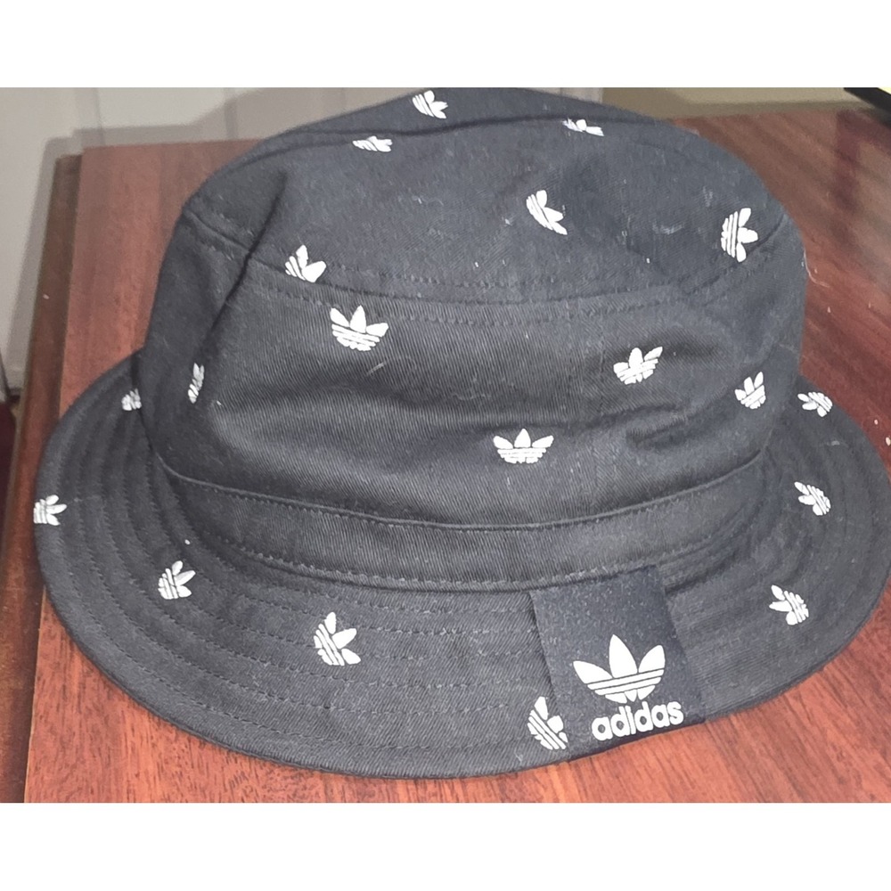 Adidas Originals MonogramBucket Hat Black All Over Print Trefoil HatOSFA Y2K